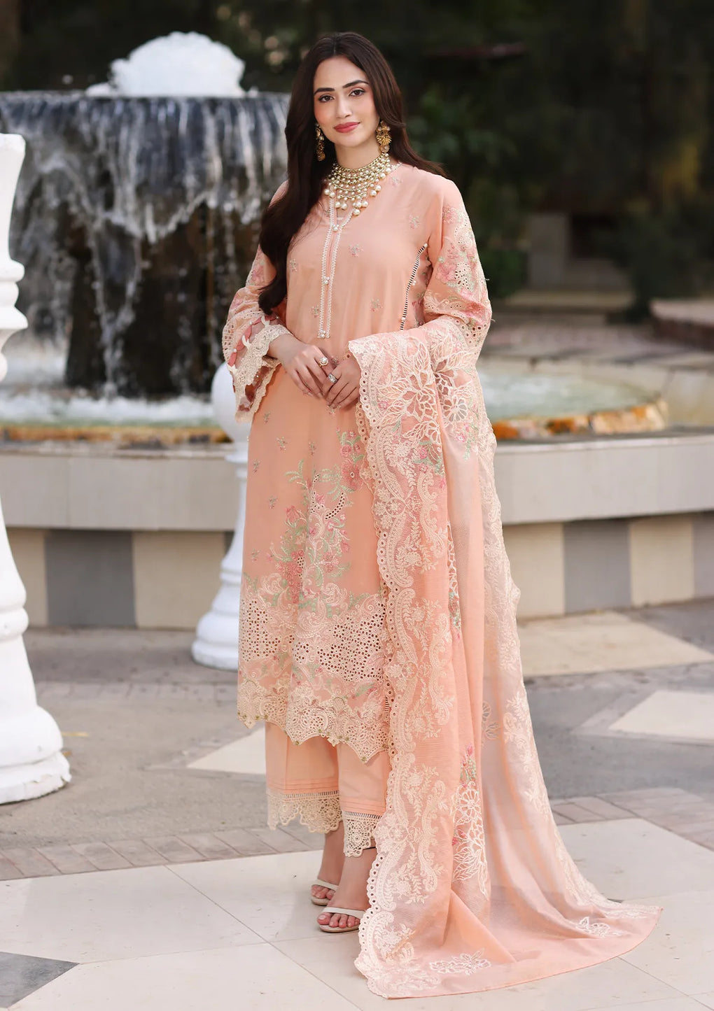 Magnolia 3 Piece Suit - Elaf Chikankari Collection