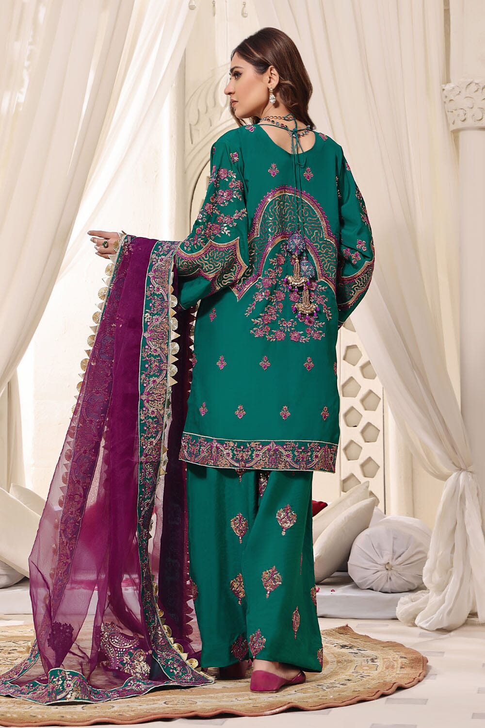 Sheesha Silk Luxury Zinc 3 Piece Stitched Suit - Khas
