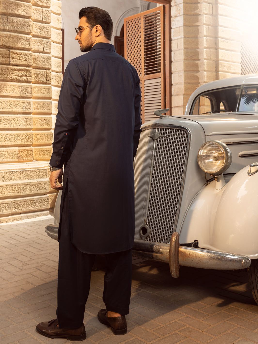 Blended Midnight Blue Kurta Shalwar - Wasim Akram by J. Junaid Jamshed