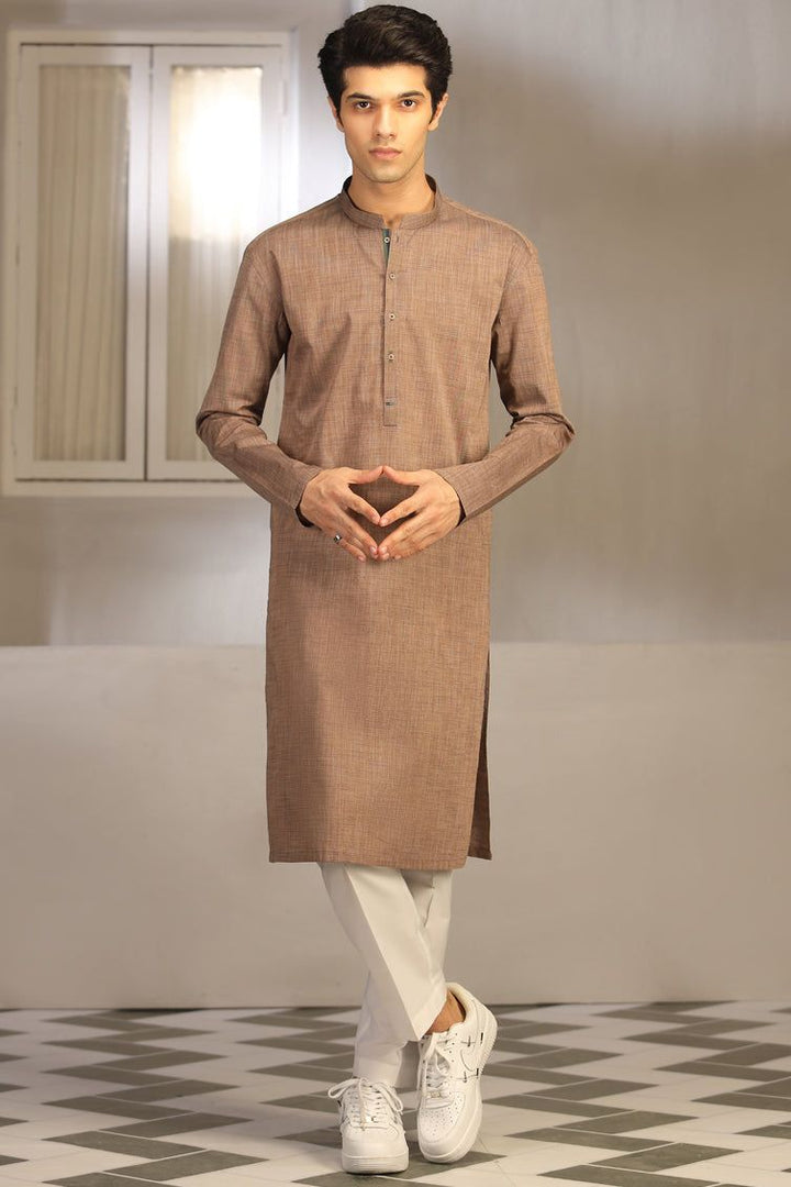 Cotton Brown Teen's Kurta  -  J. Junaid Jamshed
