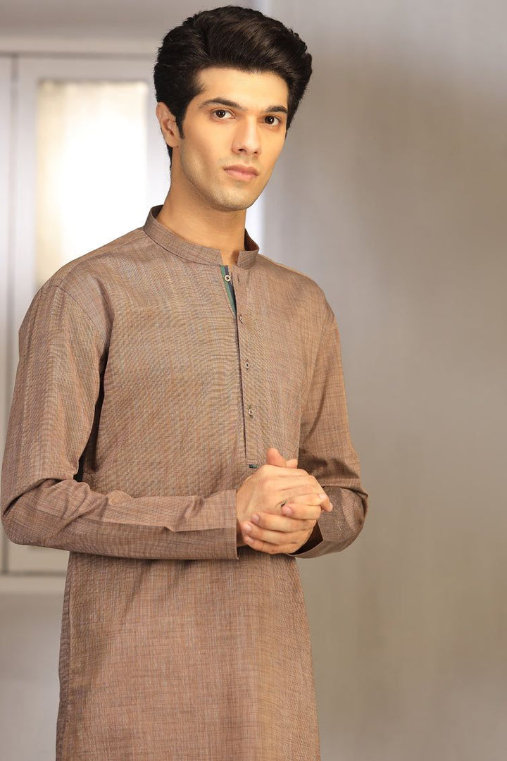 Cotton Brown Teen's Kurta  -  J. Junaid Jamshed