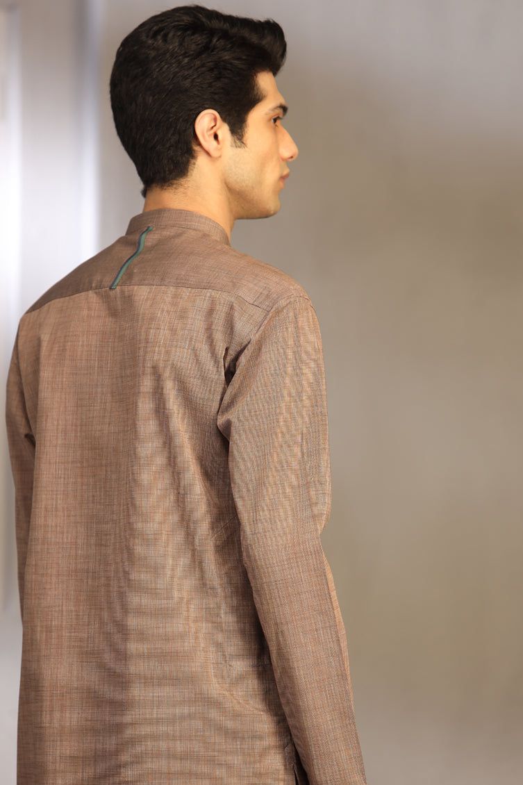 Cotton Brown Teen's Kurta  -  J. Junaid Jamshed
