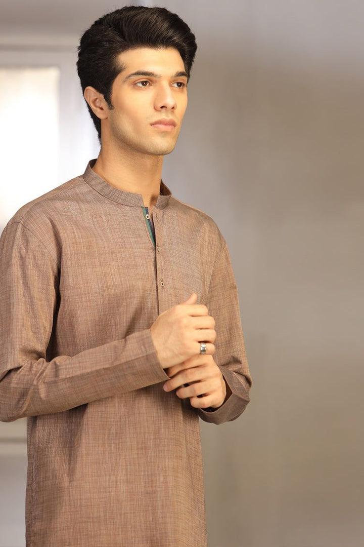 Cotton Brown Teen's Kurta  -  J. Junaid Jamshed