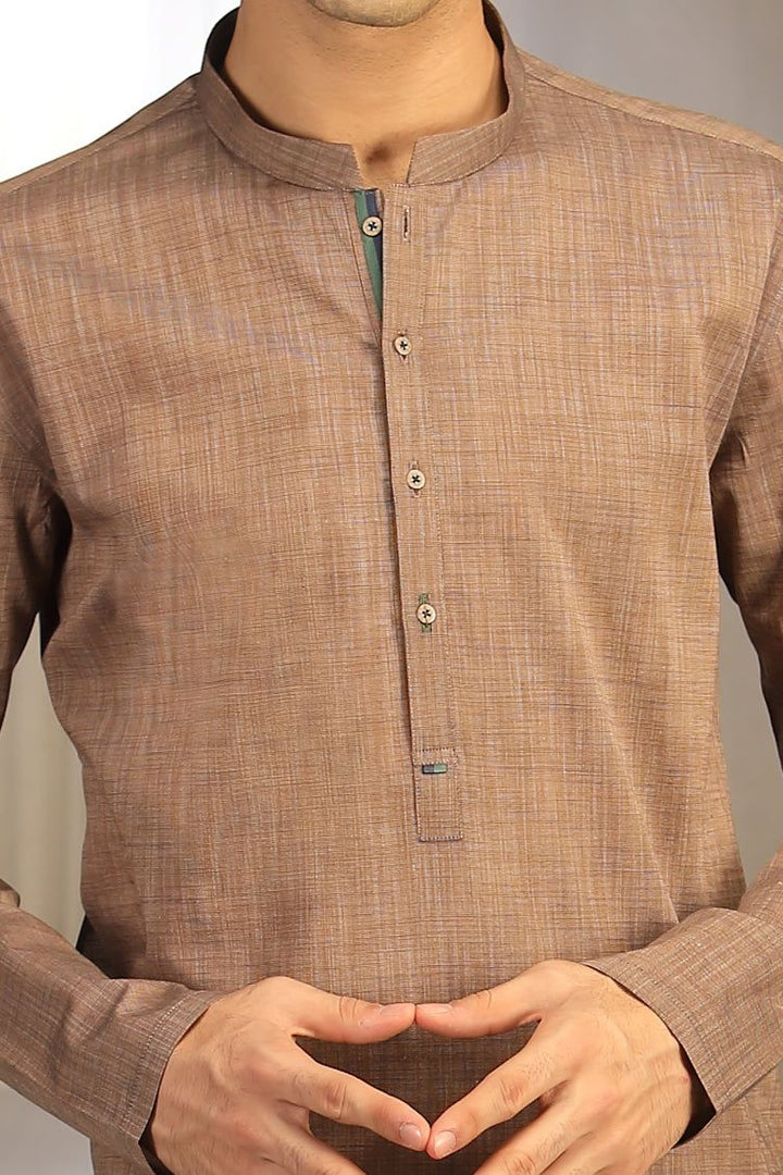 Cotton Brown Teen's Kurta  -  J. Junaid Jamshed