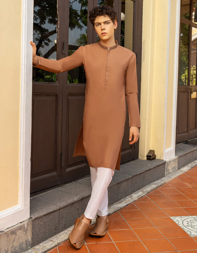 Blended Rust Kurta - J. Junaid Jamshed