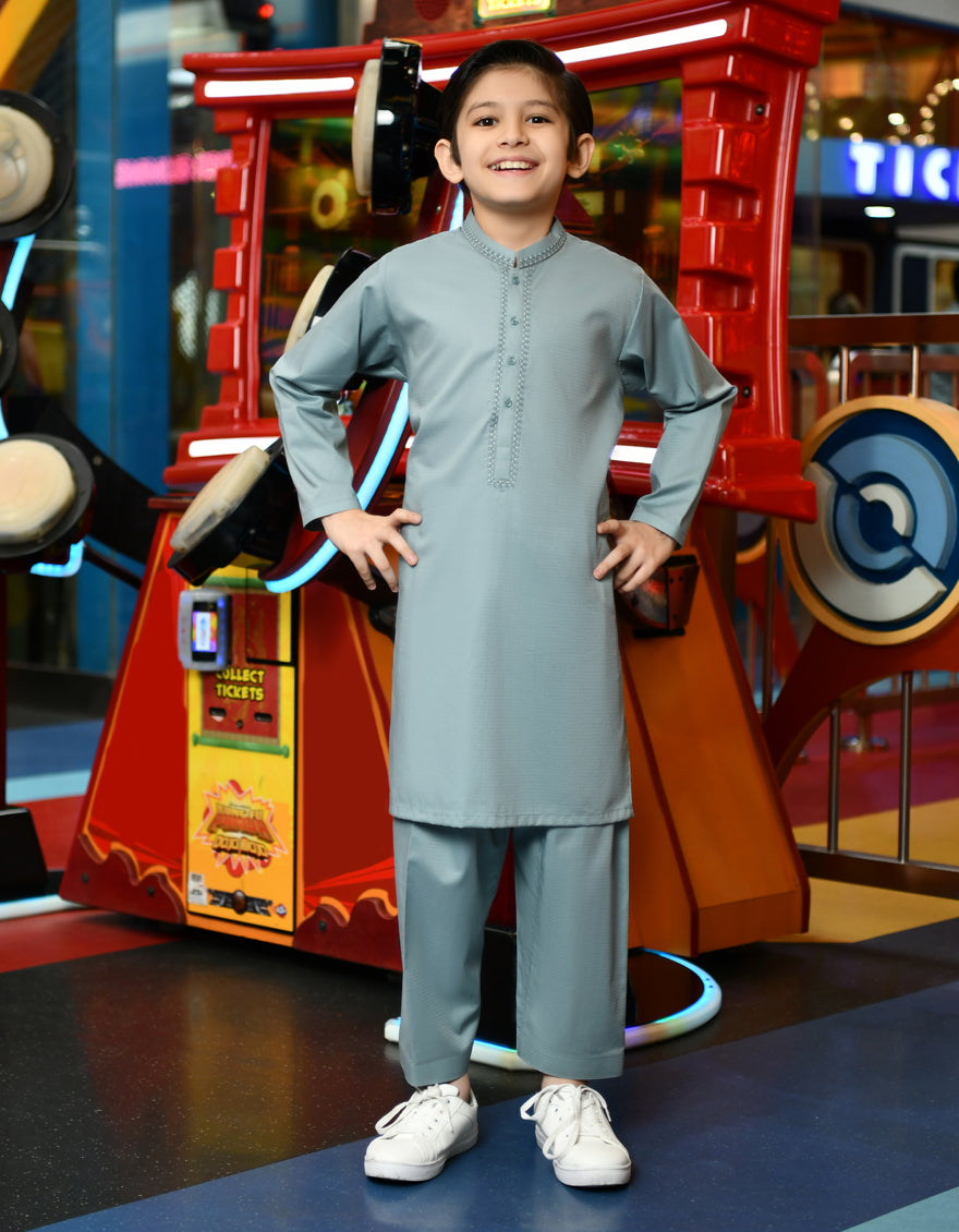 Cotton Sky Blue Kameez Shalwar - J. Junaid Jamshed