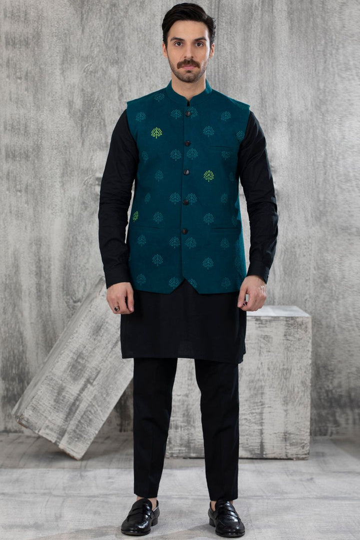 Polyester Bottle Green Men Waist Coat  -  Almirah