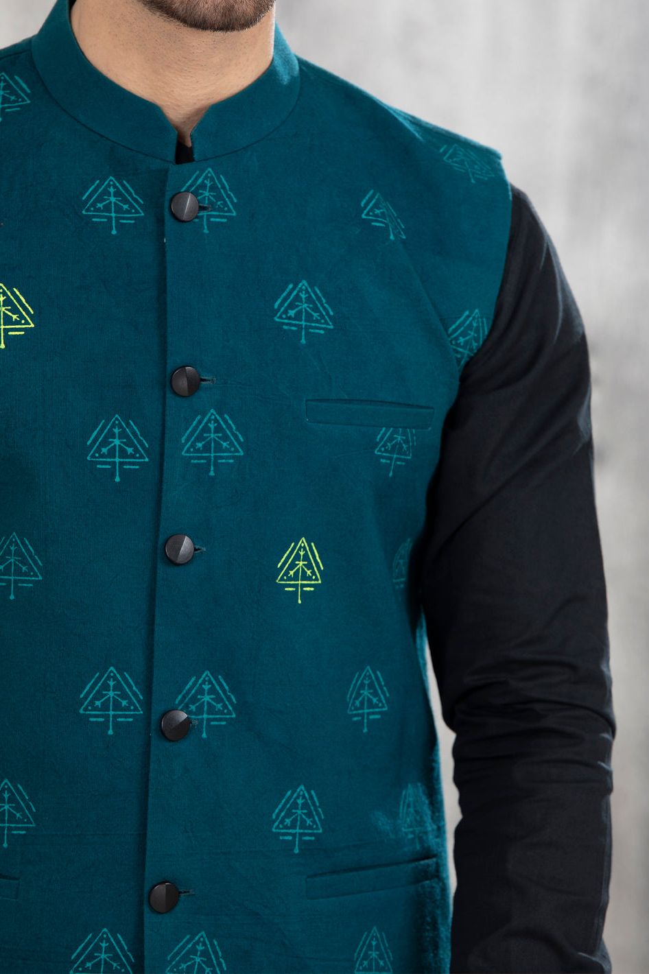 Polyester Bottle Green Men Waist Coat  -  Almirah