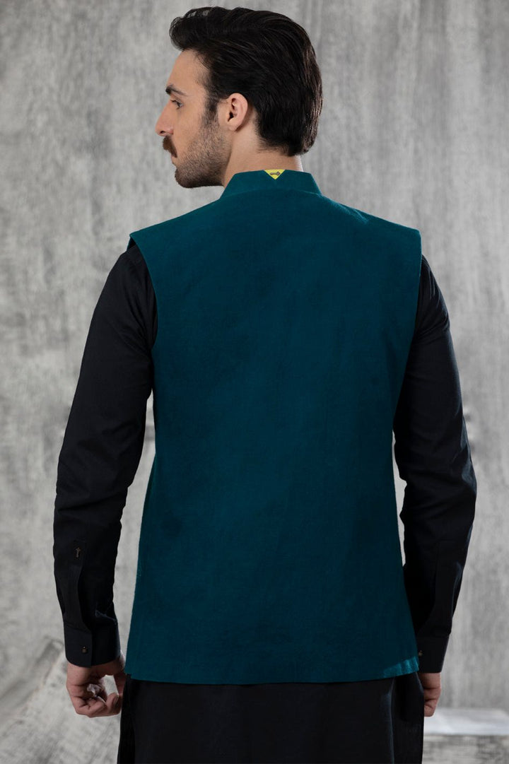 Polyester Bottle Green Men Waist Coat  -  Almirah