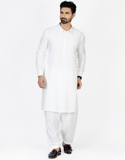 Off White Kameez Shalwar - J. Junaid Jamshed