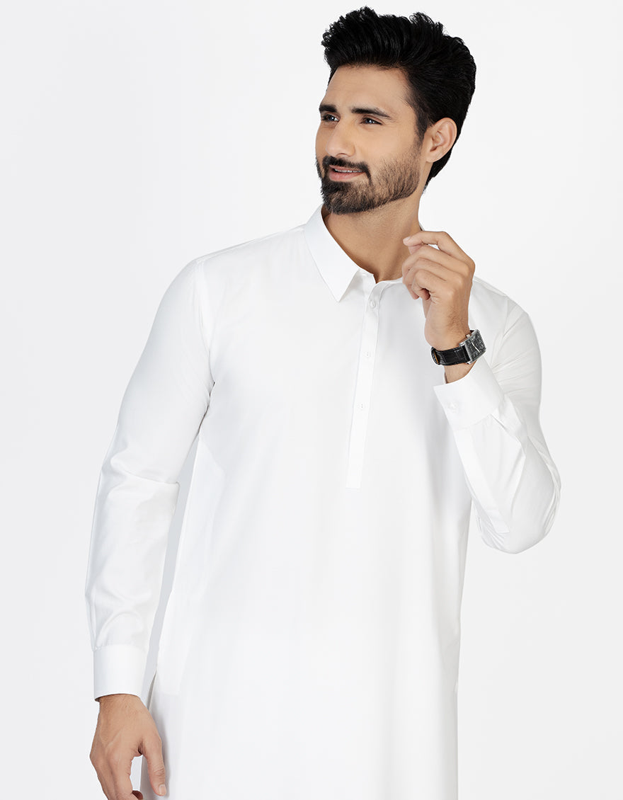 Off White Kameez Shalwar - J. Junaid Jamshed