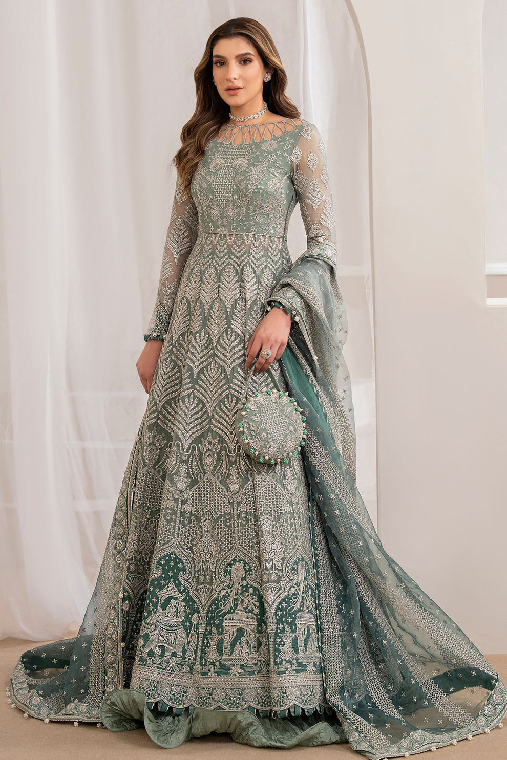 Embroidered Chiffon Grey 3 Piece Unstitched Suit - Jazmin