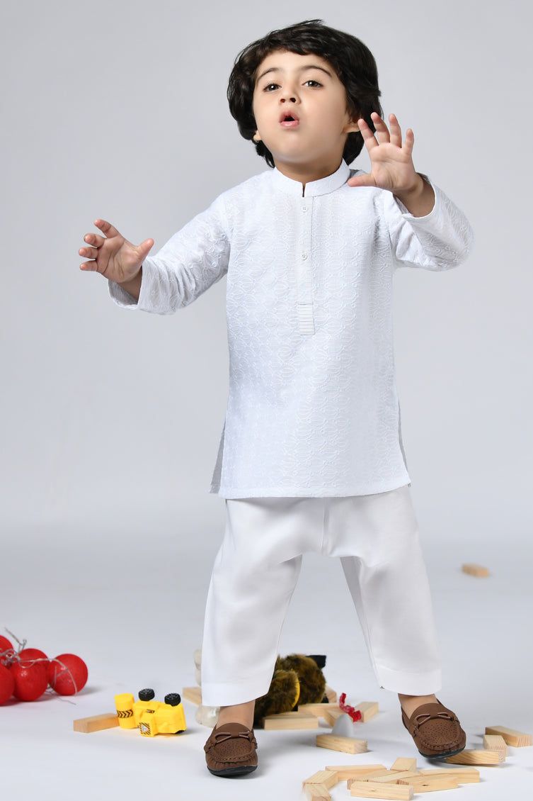 White Kurta Pyjama - J. Junaid Jamshed Infants