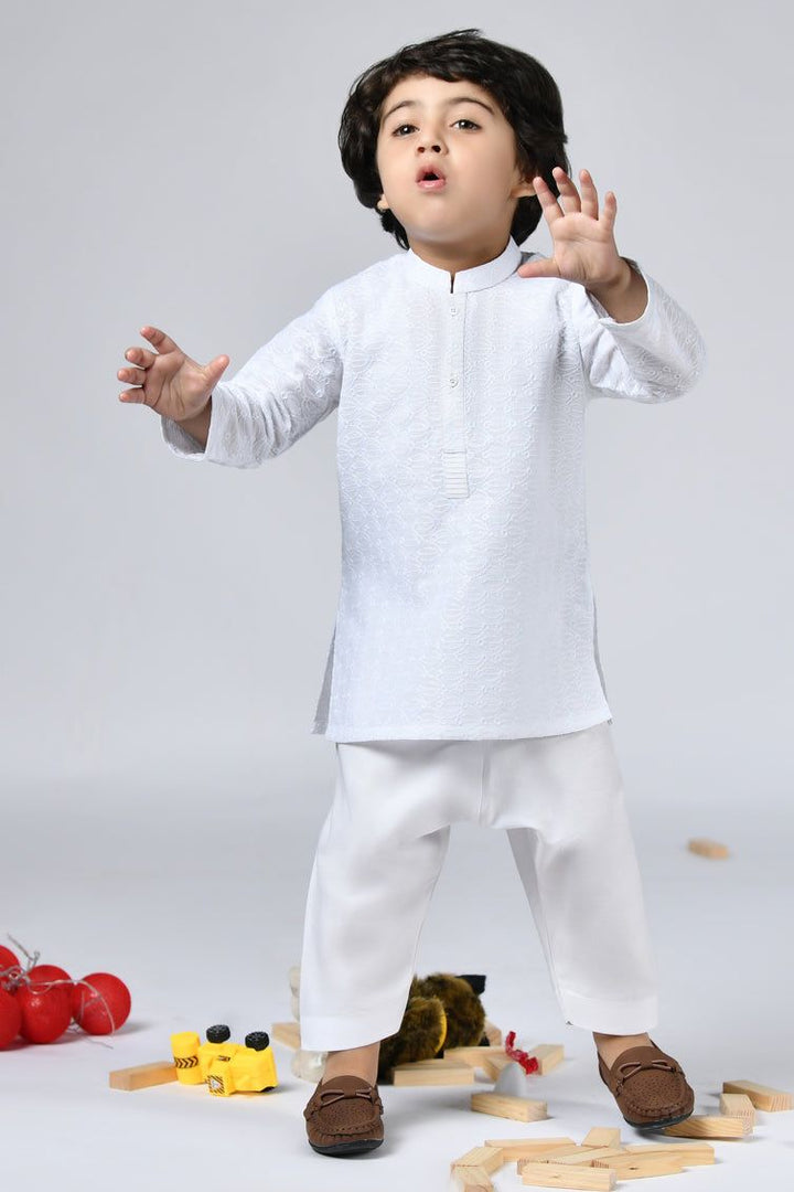 White Kurta Pyjama - J. Junaid Jamshed Infants