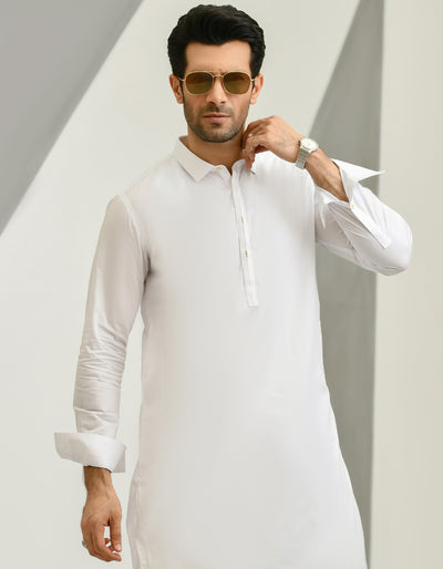 White Kameez Shalwar - J. Junaid Jamshed