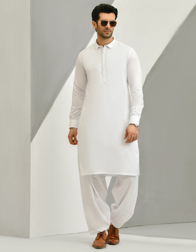 White Kameez Shalwar - J. Junaid Jamshed