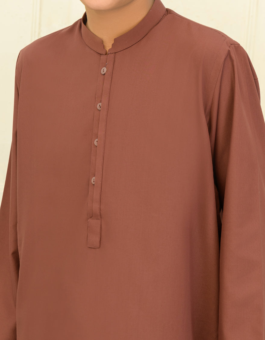 Blended Brown Kameez Shalwar - J. Junaid Jamshed