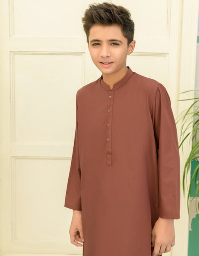 Blended Brown Kameez Shalwar - J. Junaid Jamshed