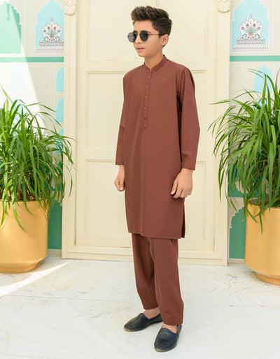 Blended Brown Kameez Shalwar - J. Junaid Jamshed