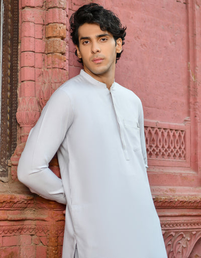 Blended Grey Kameez Shalwar - J. Junaid Jamshed