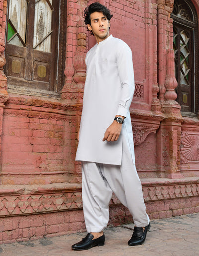Blended Grey Kameez Shalwar - J. Junaid Jamshed