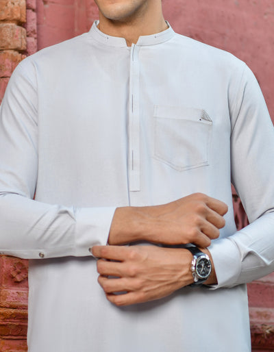 Blended Grey Kameez Shalwar - J. Junaid Jamshed