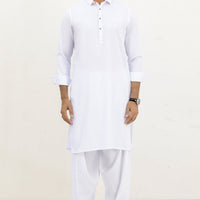 Blended White Kameez Shalwar - J. Junaid Jamshed