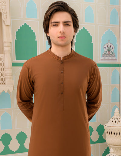 Cotton Brown Kameez Shalwar - J. Junaid Jamshed