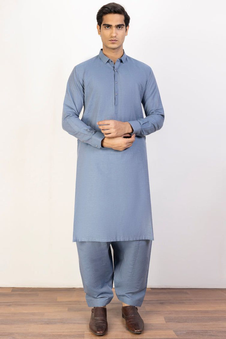 Blended Grey Kameez Shalwar - J. Junaid Jamshed