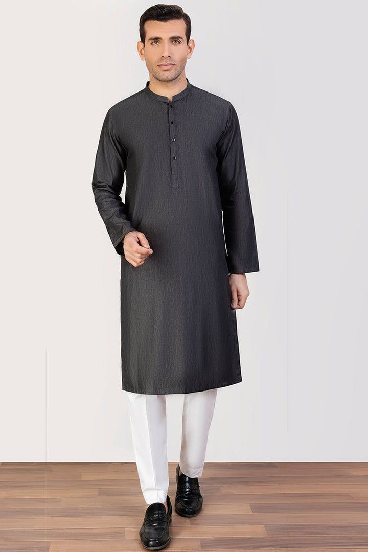 Cotton Denim Grey Kurta - J. Junaid Jamshed