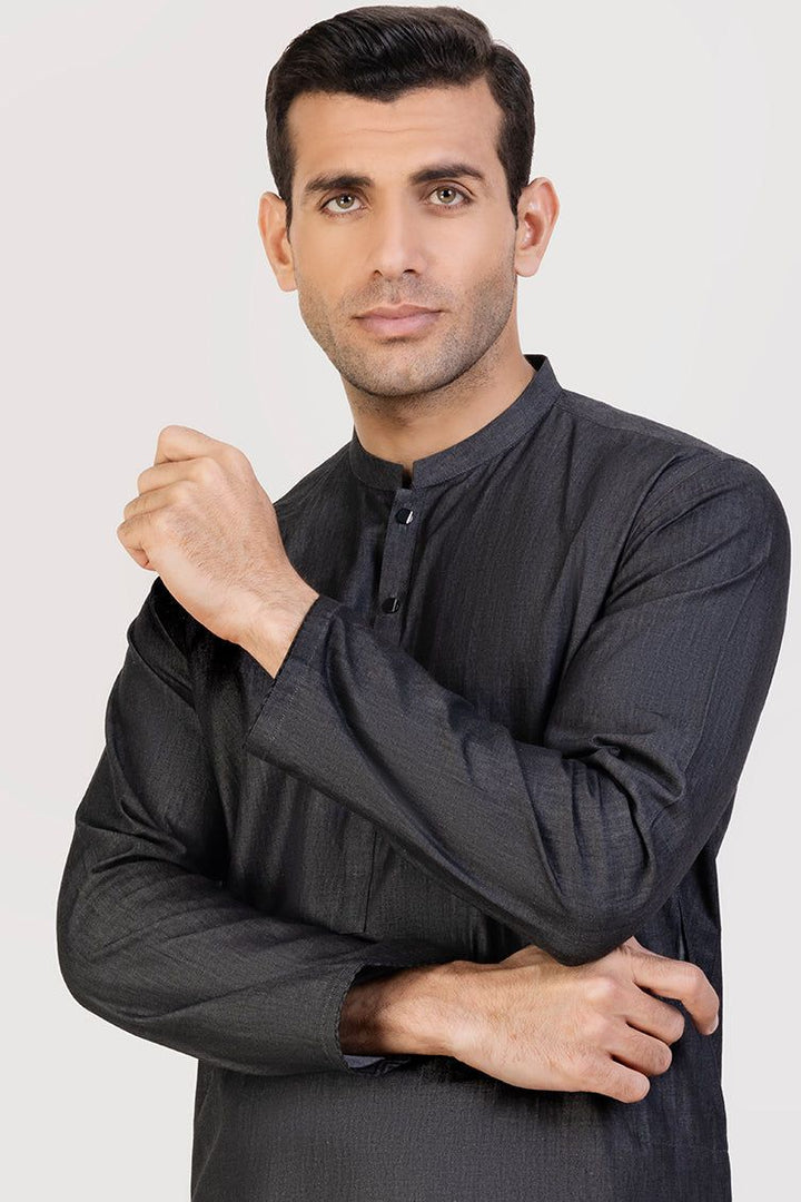 Cotton Denim Grey Kurta - J. Junaid Jamshed