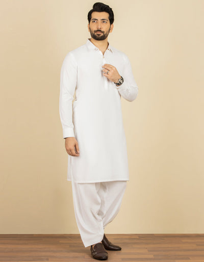 White Kameez Shalwar - J. Junaid Jamshed