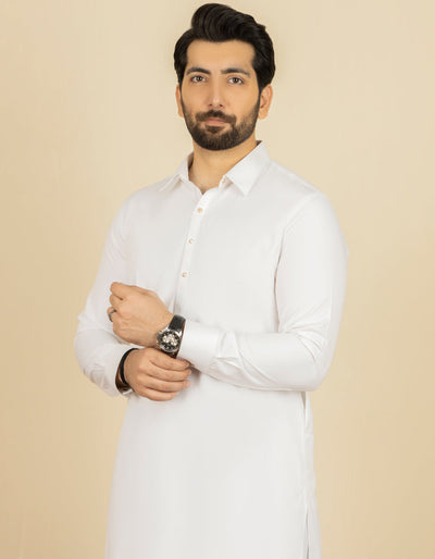 White Kameez Shalwar - J. Junaid Jamshed