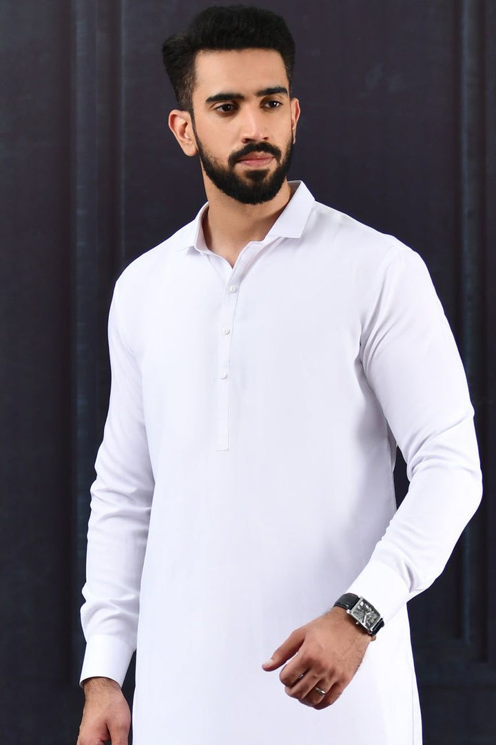 White Kameez Shalwar - J. Junaid Jamshed
