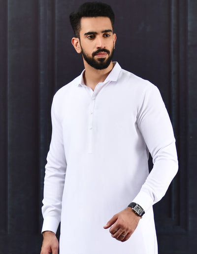 White Kameez Shalwar - J. Junaid Jamshed