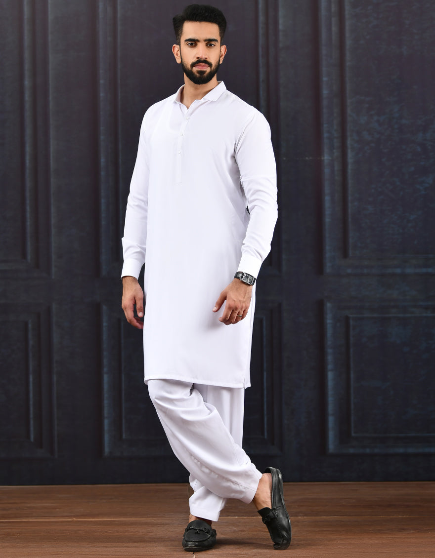 White Kameez Shalwar - J. Junaid Jamshed