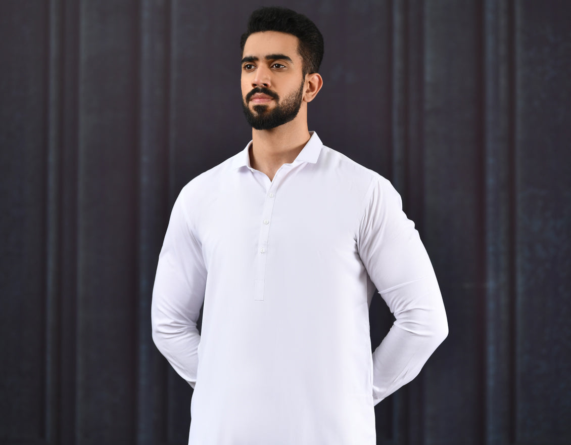 White Kameez Shalwar - J. Junaid Jamshed