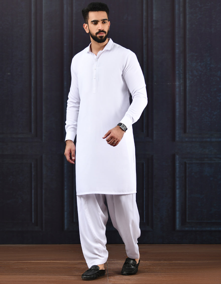 White Kameez Shalwar - J. Junaid Jamshed