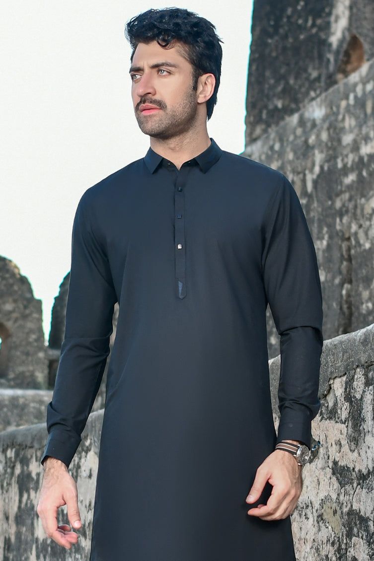 Blended Black Kameez Shalwar - J. Junaid Jamshed