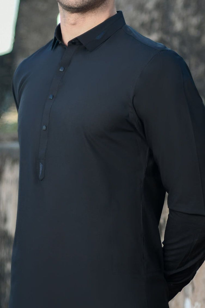 Blended Black Kameez Shalwar - J. Junaid Jamshed