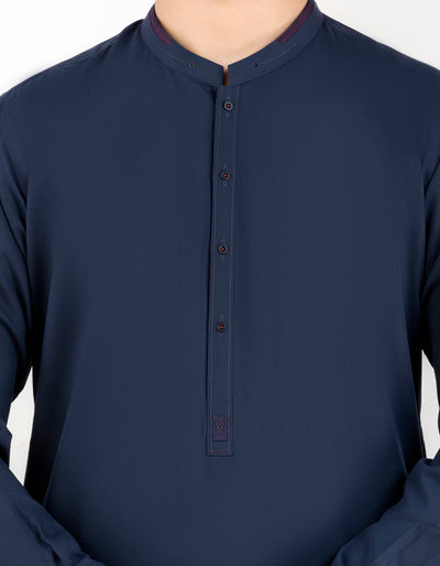 Blended Blue Kameez Shalwar - J. Junaid Jamshed