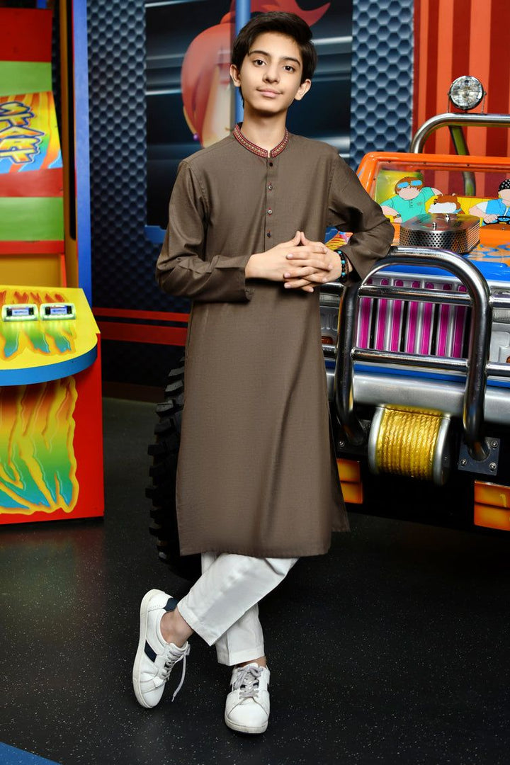 Blended Mud Green Kurta - J. Junaid Jamshed