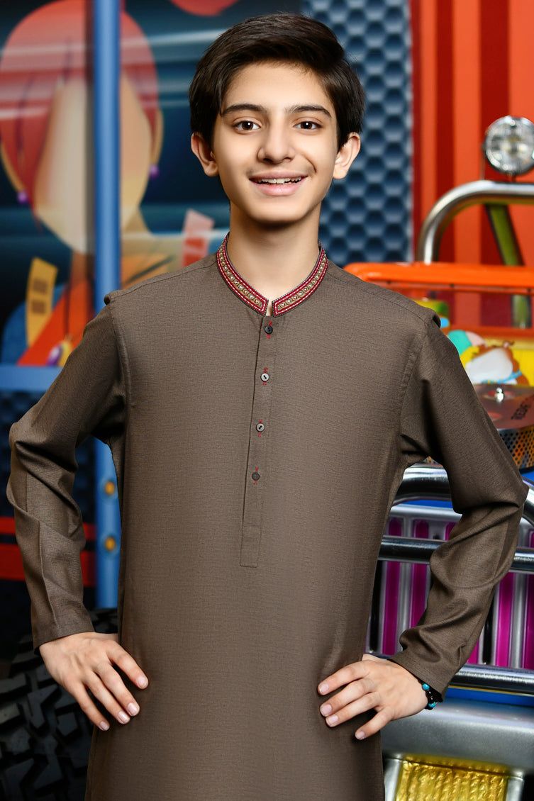 Blended Mud Green Kurta - J. Junaid Jamshed