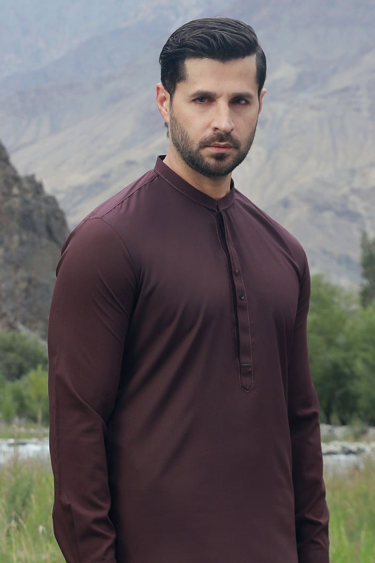 Blended Brown Shalwar Kameez - J. Junaid Jamshed