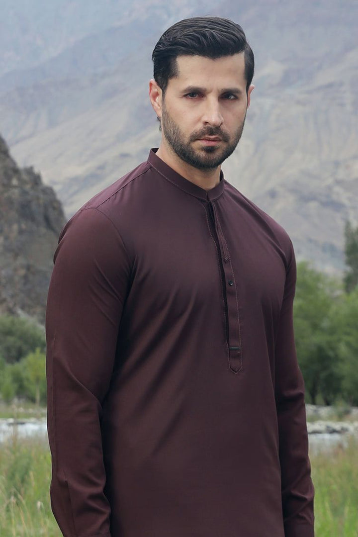 Blended Brown Shalwar Kameez - J. Junaid Jamshed