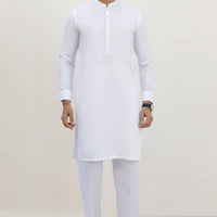 Blended White Kurta Pajama - J. Junaid Jamshed
