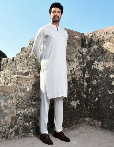 Blended Off White Kurta Pajama - J. Junaid Jamshed