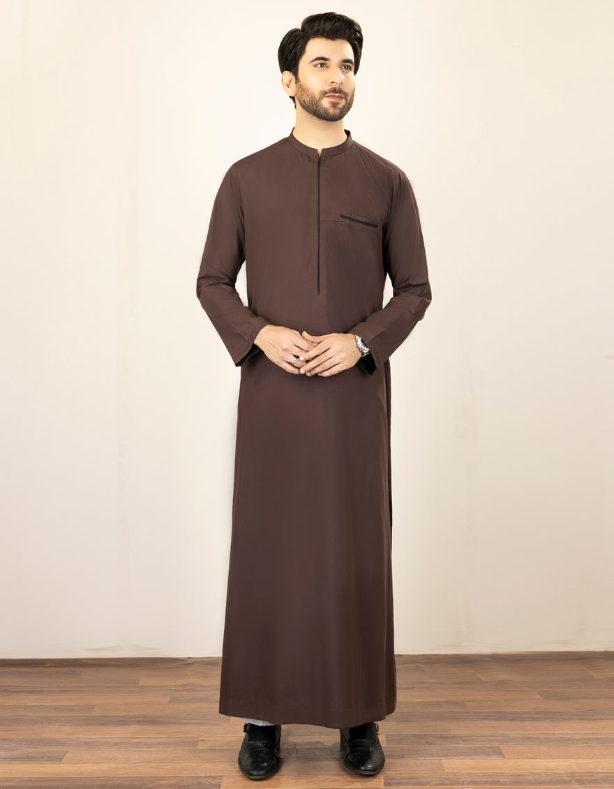 Blended Dark Brown Jubba - J. Junaid Jamshed