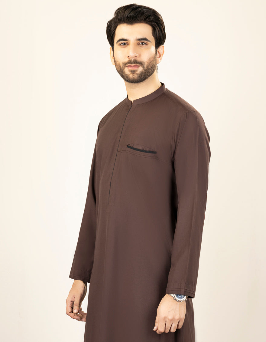 Blended Dark Brown Jubba - J. Junaid Jamshed