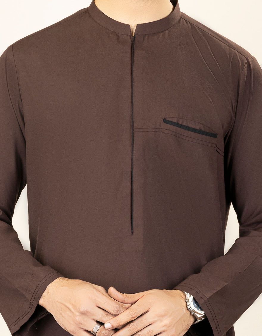 Blended Dark Brown Jubba - J. Junaid Jamshed